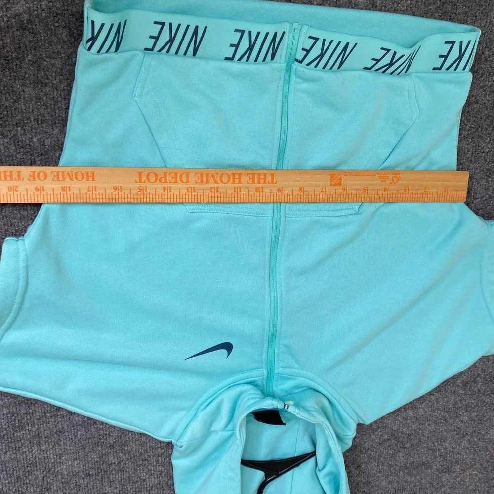 Nike Dri-FIT Girls Full Zip Short Sleeve Hoodie Aqua Blue 859966-446 Large